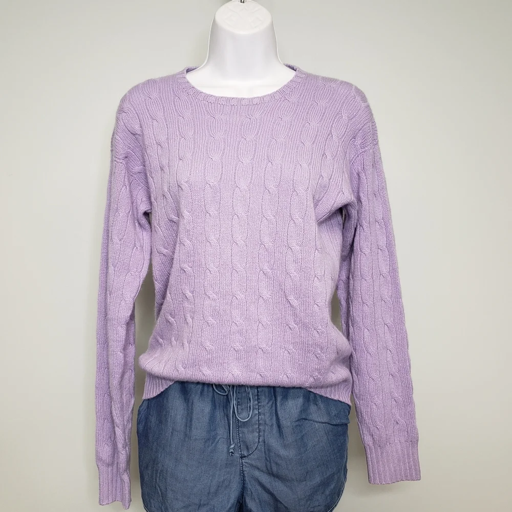 Ralph Lauren Black Label Lavender Cable Knit Cashmere Sweater Size Small - Picture 1 of 10